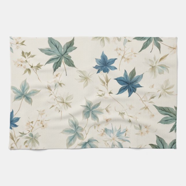 Elegantes Boho-Vintage-Design mit Ahornblättern un Geschirrtuch (Horizontal)