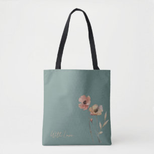 Elegantes Boho-Wasserfarben-Wildblumen-Blau-Grün