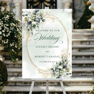 Elegantes Boho-Weißrosen-Hochzeits-Willkommensschi Poster
