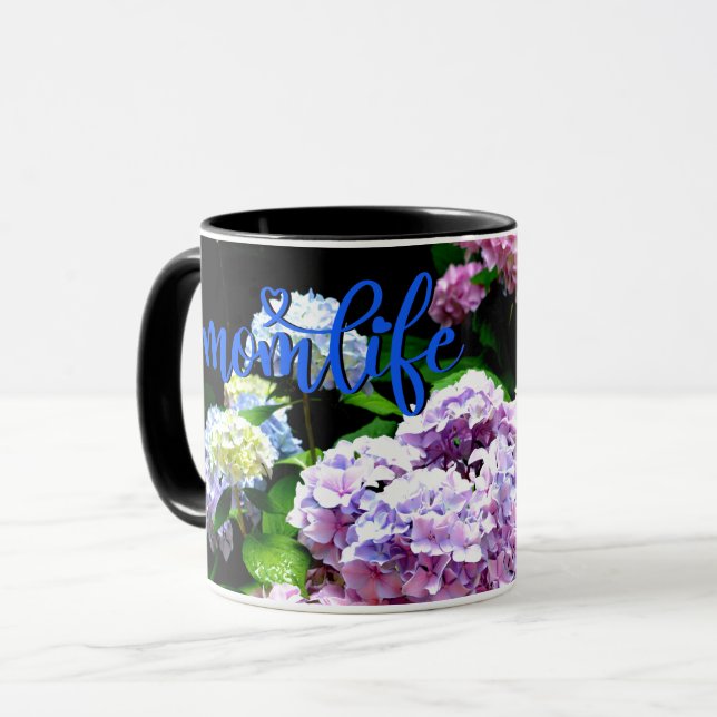 Elegantes bohrosa lila blaues Blumen Best Mama Eve Tasse (Vorderseite Links)