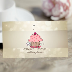 Elegantes Bokeh, Streifen, Cupcake Visitenkarte