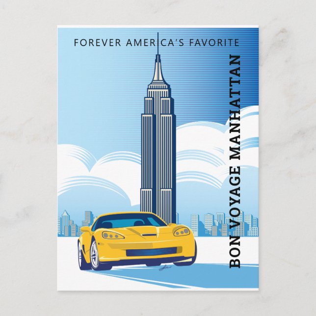 Elegantes BON VOYAGE MANHATTAN Design Postkarte (Vorderseite)