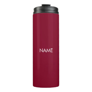 Elegantes Bordeaux-individuelle Name-Textmonogramm Thermosbecher