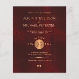 Elegantes Bordeauxgold Einladung zur Hochzeit