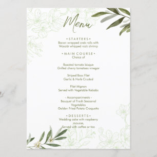Elegantes botanisches Abendessen mit floraler Atmo Menükarte
