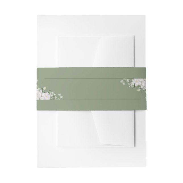 Elegantes botanisches Band | Salbeigrüne Bauchbind (Vorderseite Beispiel)