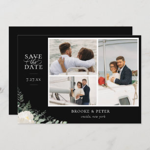 Elegantes botanisches Black Flat Save the Date Fot