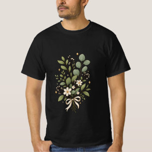 Elegantes botanisches Blatt Floral T-Shirt