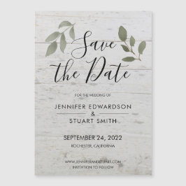 Elegantes botanisches Blätter Foto Hochzeit Magneteinladung