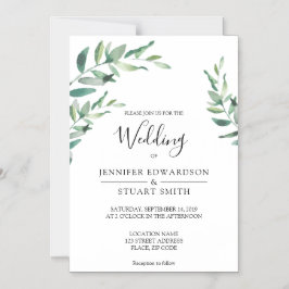 Elegantes botanisches Blätter Hochzeit Magneteinladung