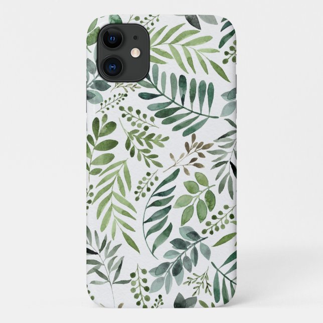 Elegantes botanisches Blätter Wasserfarbe  Case-Mate iPhone Hülle (Rückseite)