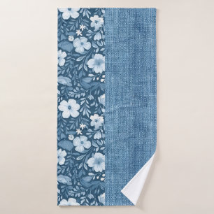 Elegantes botanisches blaues Imitat Denim Look Han Badehandtuch