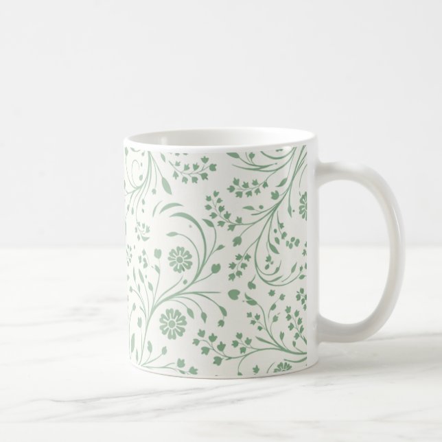 Elegantes botanisches Blumenmuster – Minimale Natu Kaffeetasse (Rechts)