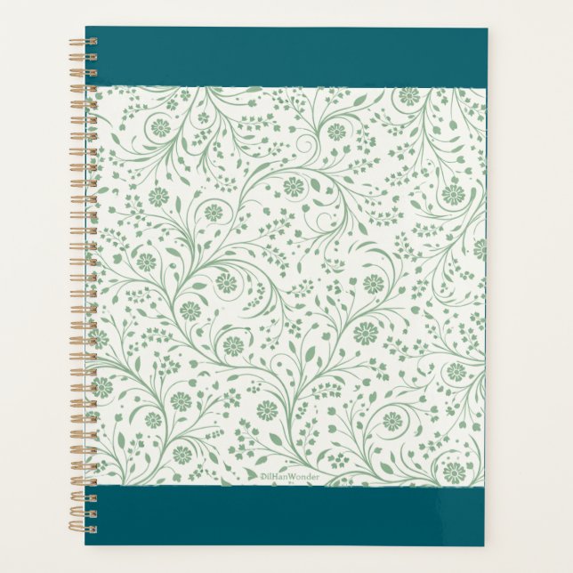 Elegantes botanisches Blumenmuster – Minimale Natu Planer (Vorderseite)
