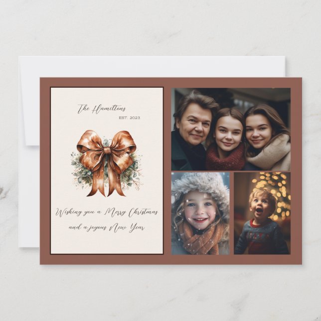 Elegantes botanisches Botanisches Weihnachtsfest D Feiertagskarte (Vorderseite)