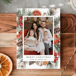 Elegantes botanisches Citrus-Foto Feiertagskarte