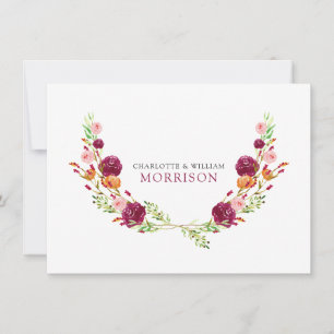 Elegantes Botanisches Coupel Monogramm Mitteilungskarte