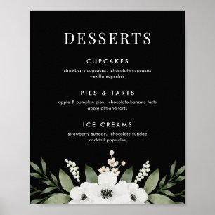 Elegantes botanisches Dessert Bar Menu Unterschrif Poster