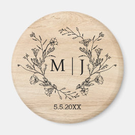 elegantes botanisches, einfaches Hochzeitsholz aus Magnet