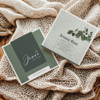 Elegantes botanisches Eukalyptus-Minimalistisches  Quadratische Visitenkarte