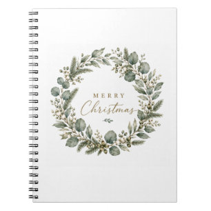 Elegantes botanisches Eukalyptus-Weihnachtsnotizbu Notizblock