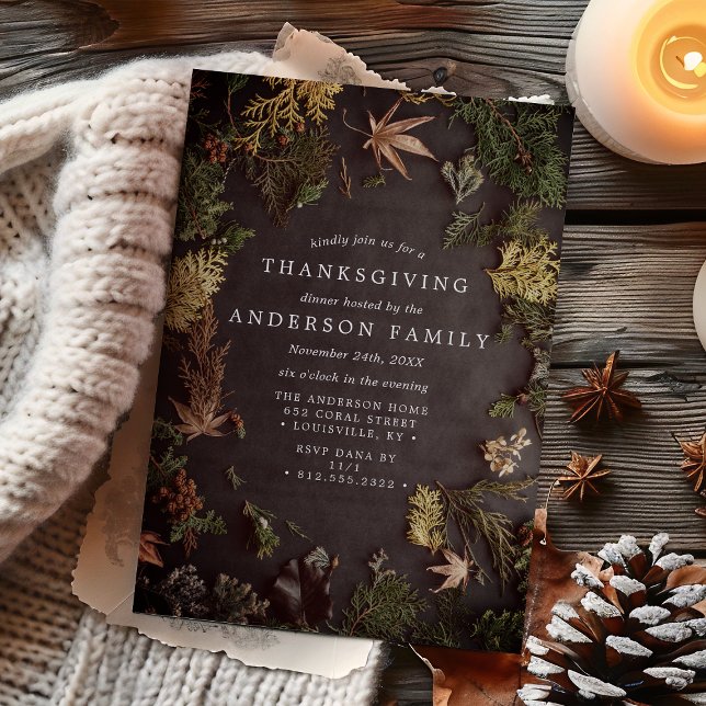 Elegantes Botanisches Fall Foliage Erntedank Abend Einladung (Von Creator hochgeladen)
