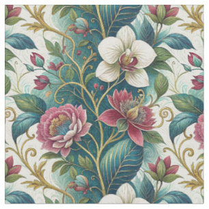 Elegantes botanisches florales Wirbel-Blumen-Muste Stoff