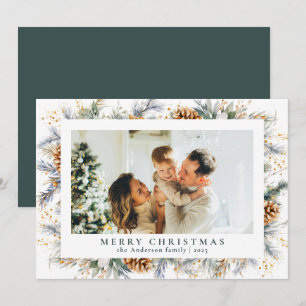 Elegantes botanisches Foliage   Dark Green Christm Feiertagskarte