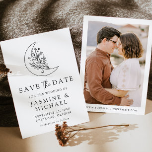 Elegantes botanisches Foto des Mondes und der Ster Save The Date