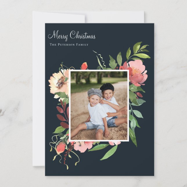 Elegantes botanisches Foto Feiertagskarte (Vorderseite)