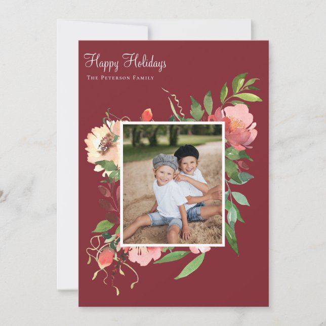 Elegantes botanisches Foto Feiertagskarte (Vorderseite)