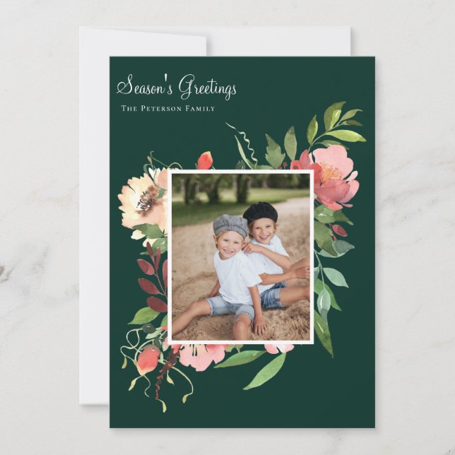 Elegantes botanisches Foto Feiertagskarte (Vorderseite)