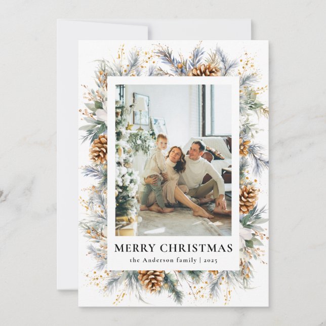 Elegantes botanisches Foto lässt frohe Weihnachten (Vorderseite)
