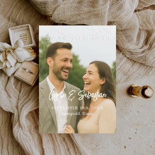 Elegantes botanisches Foto Romantische Schrift Save The Date