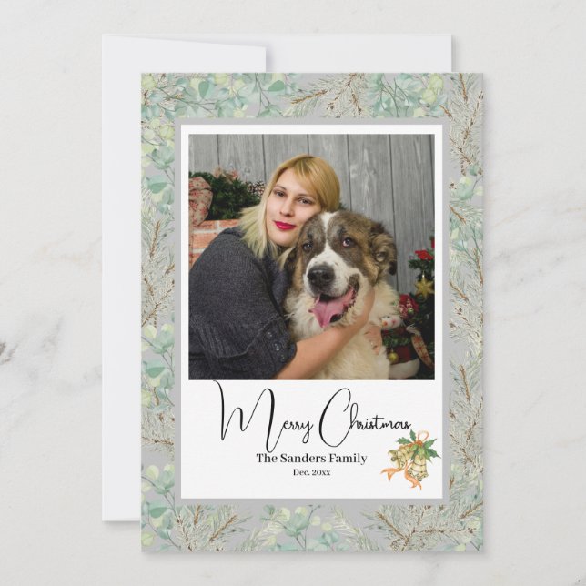 Elegantes botanisches Foto Weihnachten Grau (Vorderseite)