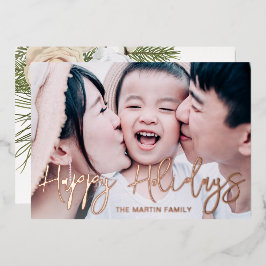 Elegantes botanisches Full Foto Weihnachten Folien Feiertagskarte
