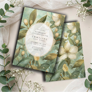 Elegantes botanisches Gold Green Floral Retirement Einladung