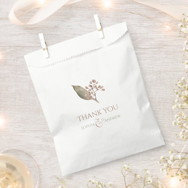 Elegantes botanisches Grün Vintage rustikale Hochz Geschenktütchen (Ausgeschnitten)