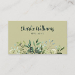 Elegantes botanisches grünes Blätter erthy boho Visitenkarte