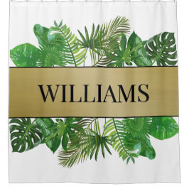 Elegantes botanisches grünes Imitat Duschvorhang