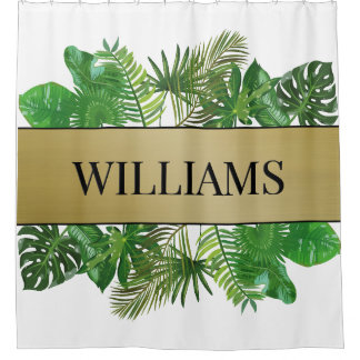 Elegantes botanisches grünes Imitat Duschvorhang