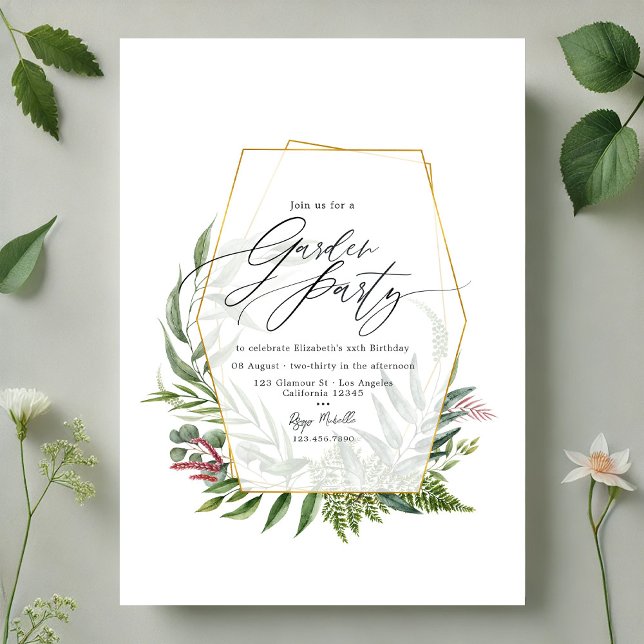 Elegantes Botanisches Herbarium Party Grüne Garten Einladung (Elegant Botanical Herbarium Greenery Garden Party Invitation)