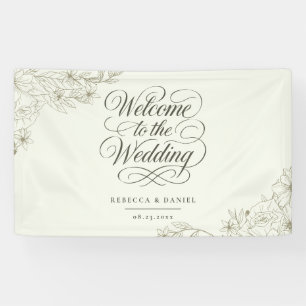 Elegantes botanisches Hochzeit-Empfangsbanner Banner