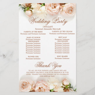 Elegantes Botanisches Hochzeitsprogramm für Rose