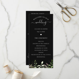 Elegantes botanisches Hochzeitsprogramm mit Wildbl Programm