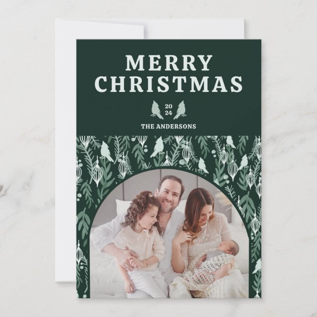 Elegantes botanisches Kardinal Wappen Weihnachten (Vorderseite)