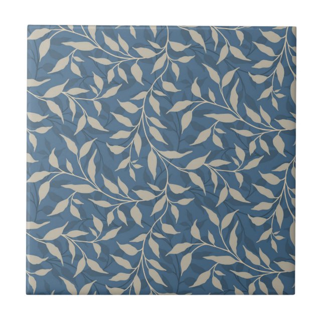 Elegantes botanisches Leaf Dance Foliage Beige Bla Fliese (Vorderseite)
