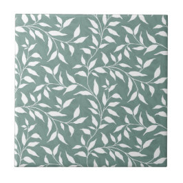 Elegantes botanisches Leaf Dance Foliage Weiß Aqua Fliese