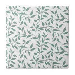 Elegantes botanisches Leaf Dance Foliage Weiß Aqua Fliese