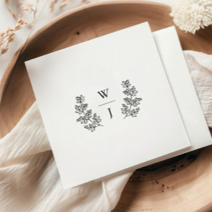 Elegantes Botanisches Leaf Monogramm erste Hochzei Serviette